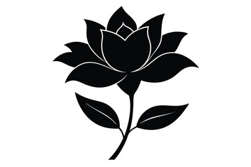 Elegant flower black silhouette vector art, perfect for creative and stock design projects.