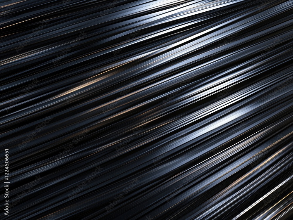 Poster dark metallic surface with diagonal lines and light reflections creating a modern abstract design