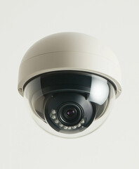 Security Dome Camera:  A close-up of a dome-shaped security camera, with a clear lens and a black camera body. The image highlights the advanced technology used for surveillance and protection. 