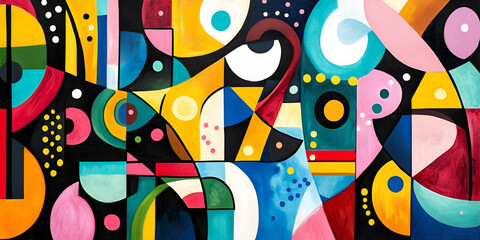 Abstract Geometric Pattern: Vibrant colors and bold shapes interweave in a captivating abstract geometric pattern, creating a dynamic and visually stimulating visual experience.