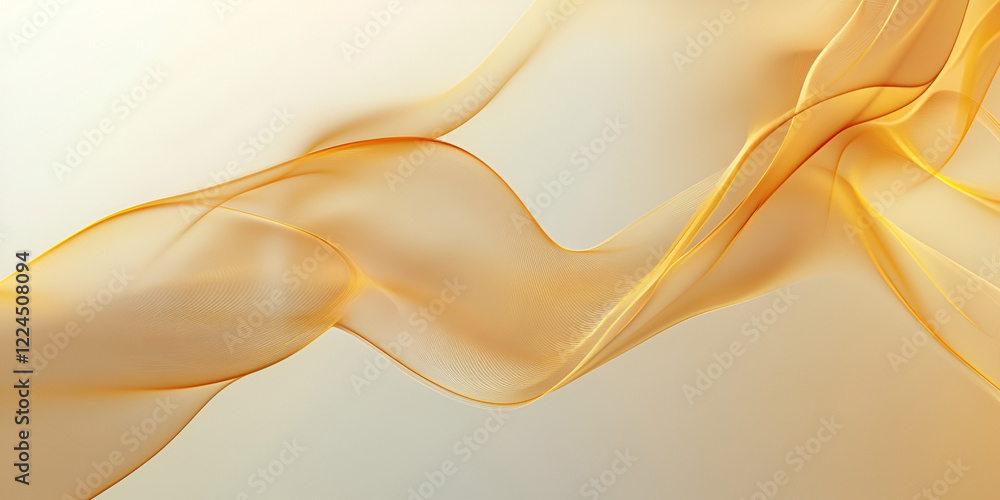 Poster golden abstract swirl: a captivating abstract image of delicate golden fabric swirling and dancing, 
