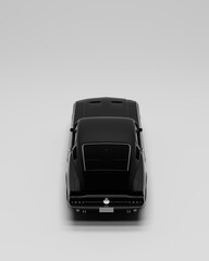 Muscle car black powerful 3d illustration	