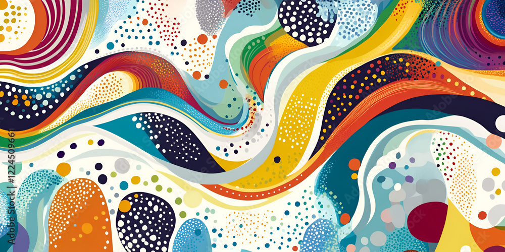 Poster abstract colorful swirls: a vibrant abstract artwork featuring swirling, flowing lines in a kaleidos