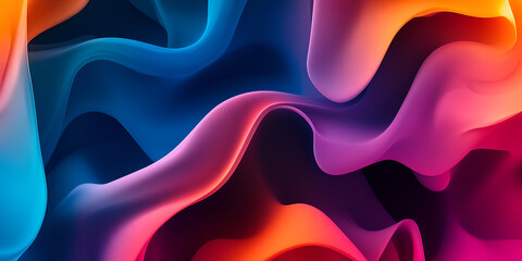 Obraz premium Abstract Waves of Color: A mesmerizing abstract design featuring fluid, undulating waves of vibrant blue, purple, pink, and orange hues. Evoking movement and energy.