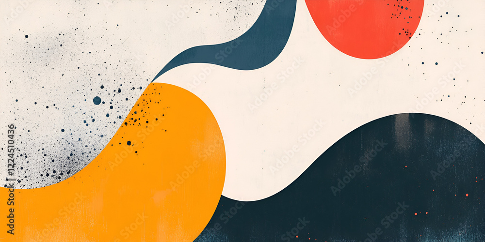 Poster abstract shapes & texture: a captivating minimalist composition featuring bold, dynamic shapes in vi