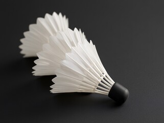badminton racket and shuttlecock isolated on black