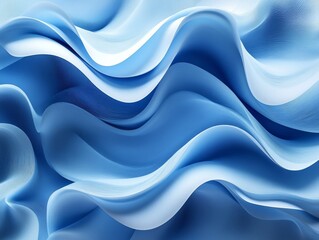 Obraz premium Abstract blue waves, fluid design, 3d render, Generative AI