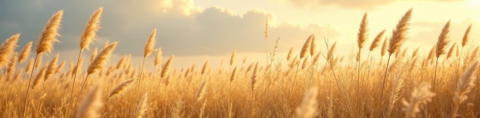 Obraz premium Softly swaying Pampas grasses in a gentle breeze, airy, feathery