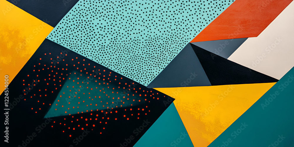 Poster abstract geometric design: an intriguing interplay of bold geometric shapes in vibrant hues, with po