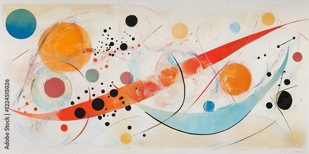 Poster abstract composition in color: a vibrant and dynamic abstract artwork featuring bold strokes of red,