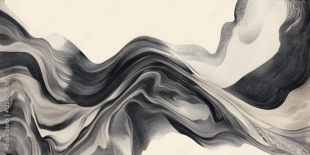 Poster abstract fluid art: monochrome swirls of grey and beige: an elegant abstract artwork featuring flowi