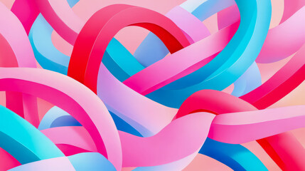 Obraz premium Abstract Pink, Blue, and Red Swirling Forms: A Modern Art Composition