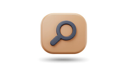 3D Search Icon Beige Square Button Design isolated on white background. Generative AI