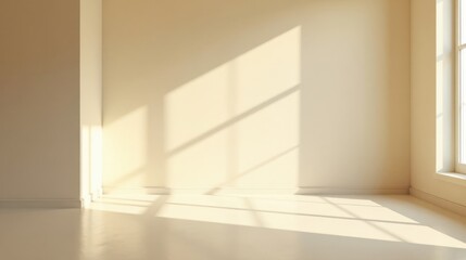 Sunlit Corner of an Empty Room with Subtle Shadows and Minimalist Design