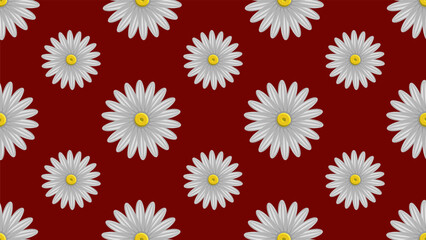 Vector seamless pattern of beautiful White daisy flower blooming. Suitable for background, wrapping, fabric texture pattern. White flower pattern