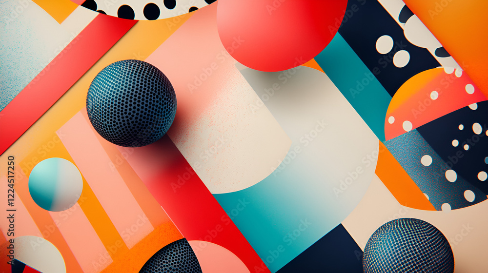 Poster abstract geometric shapes: a vibrant and playful abstract composition featuring a mix of geometric s