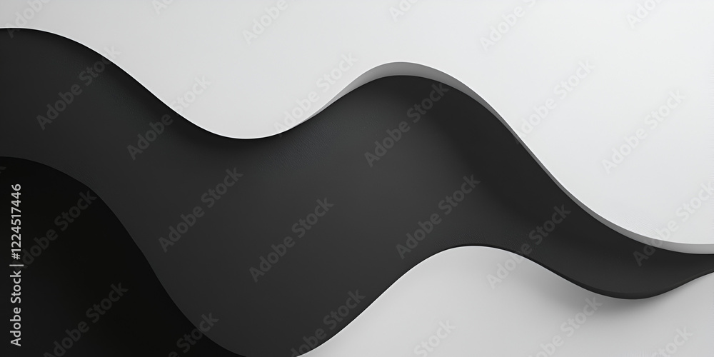 Poster abstract black and white wave: a dynamic abstract background featuring a sinuous black wave contrast