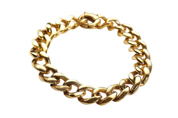 Obraz premium Exquisite golden chain bracelet showcasing intricate links and a polished finish, perfect for a stylish accessory on any occasion isolated on transparent background