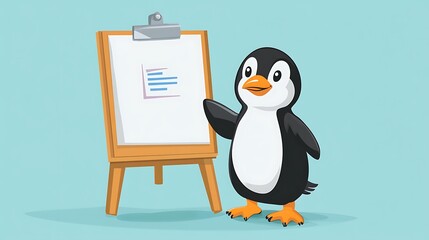 Adorable Penguin Presentation: A Cute Cartoon Illustration