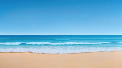 Serene View of Blue: Tranquil Waters Under a Clear Sky, Embracing Nature's Peaceful Palette