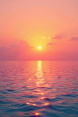 Serene Sunset Golden Hues Reflecting on Calm Ocean Waters at Day's End