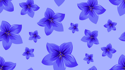 Vector seamless pattern of beautiful Blue Bell flower blooming. Suitable for background, wrapping, fabric texture pattern. Blue flower pattern