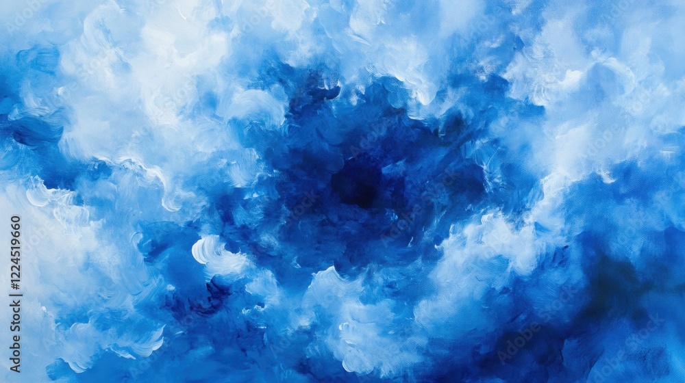 Poster soft blue abstract clouds with swirling patterns and depth effects