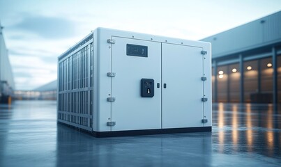 Large white industrial unit outdoors.