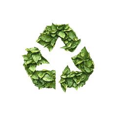 Fototapeta premium Green Leaves Forming a Recycling Symbol Eco-Friendly Concept
