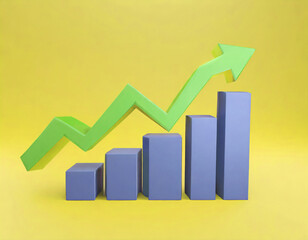 棒グラフと矢印。上昇。AI生成画像。