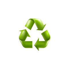 Obraz premium Glossy Green Recycling Symbol Eco-Friendly 3D Icon