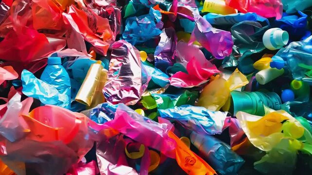 Colorful plastic waste pollution highlighting environmental challenges