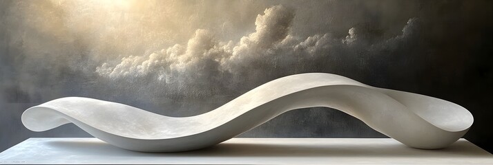 A single bold line curving gently across the lower half of a blank canvas.