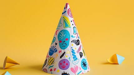 A whimsical party cap featuring fun graphics for a lively event.