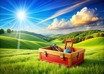 Colorful Construction Tool Box Coloring Page Landscape Stock Photo