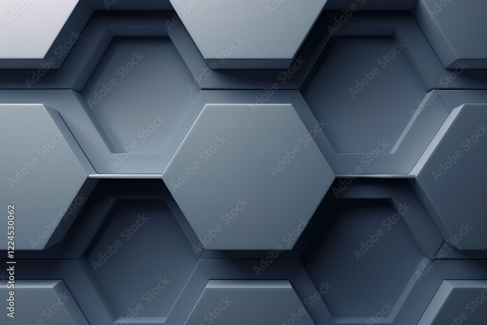 Poster modern geometric design featuring hexagonal patterns in a sleek gray tone