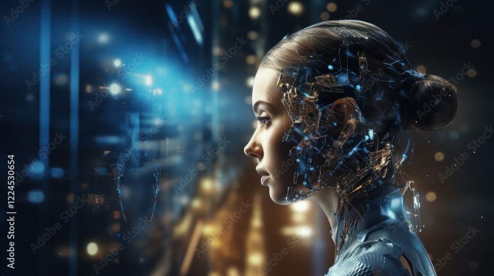 Poster artificial intelligence revolution enhancing global communication and connection in digital environm