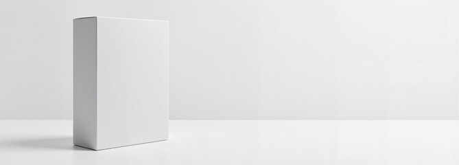Rectangular Box Mockup on white table against plain background