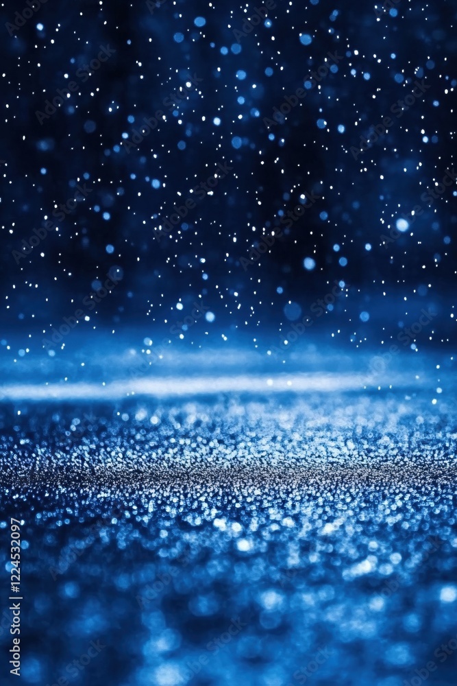 Poster abstract sparkling blue glitter texture with bokeh effect and falling snow effect background