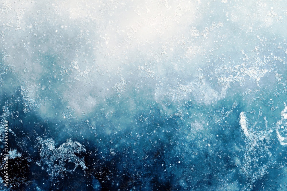 Poster close-up view of turbulent ocean waves creating foam and spray under the light, capturing the power 