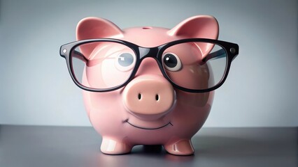 A piggybank with glasses and eyewear savings on top, financial, money,  financial