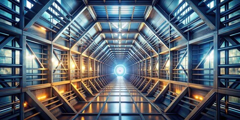 Geometric tunnel structure , industrial elements, geometric shapes