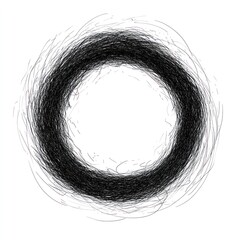 Obraz premium Abstract black circle, textured lines, white background, design element