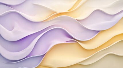 Obraz premium Abstract Pastel Wave Pattern: A Serene Composition of Lavender and Golden Hues