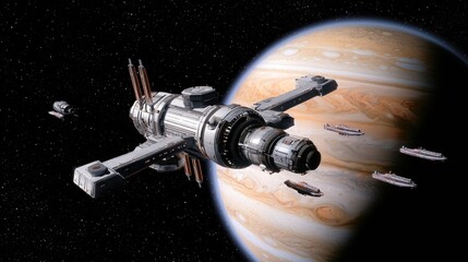 Spaceship orbiting gas giant