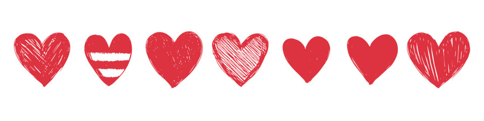 Red heart set vector image on white background. Red heart icons set vector. Various simple red vector heart love icon. Heart collection. Vector art