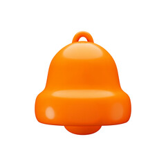 Vector cartoon 3d bronze bell. Cute realistic render of orange ringing bell notification sign, alert, new message symbol. Attention signal, reminder 3d icon for social media, app, game, web