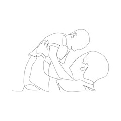 Father-Daughter line art