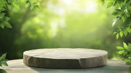 Fototapeta premium Forest Moss Stone Product Exhibition Stand