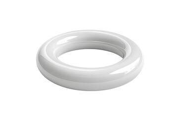 A sleek and modern white ceramic ring resting on a minimalist surface with soft shadows creating a serene and elegant ambiance isolated on transparent background